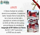 Cmara de Juscimeira convida para inaugurao nesta sexta-feira, 03/11, s 09:00h.